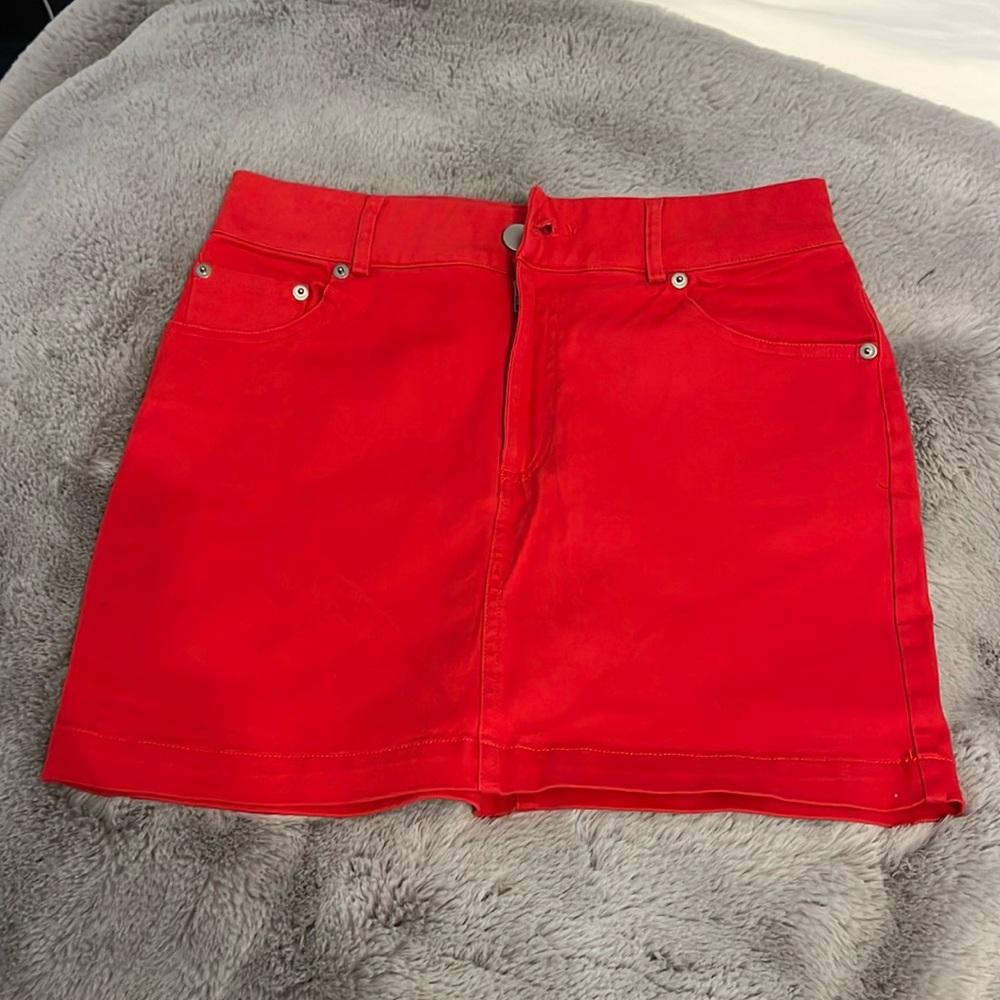 Red jean skirt